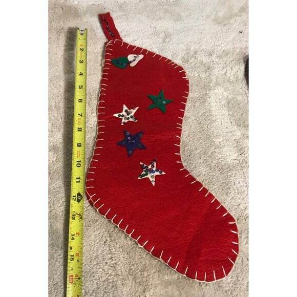 Set Of 4 Handmade Felt & Fabric Christmas Stockings With Decorative Appliqués - Picture 2 of 9